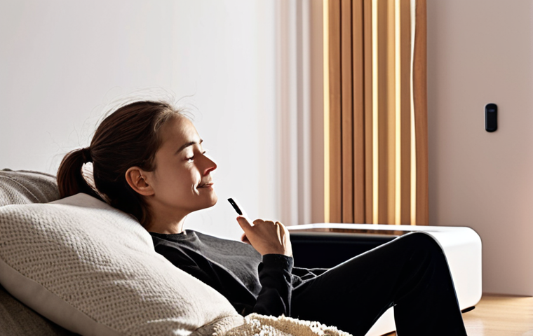 **Prompt:** A cozy, modern living room bathed in soft, ambient light. A person (e.g., a young woman, an elderly man) is comfortably interacting with a sleek, minimalist smart speaker or smartphone. Gentle, warm, glowing sound waves or auroras emanate from the device, subtly wrapping around the person, symbolizing AI voice transforming from cold data into a natural, emotionally expressive presence. The person's face shows a relaxed, engaged, and content expression, reflecting the seamless integration of AI voice into their daily life, making tasks easier and more personal. The scene evokes a sense of comfort, convenience, and the quiet magic of modern technology.